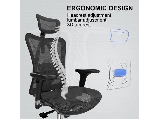 SIHOO M57 Ergonomic Office Chair with 3 Way Armrests Lumbar Support and ...