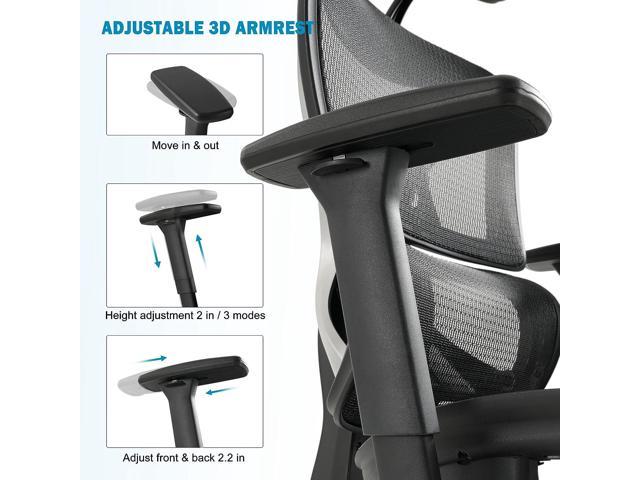 GABRYLLY Ergonomic Office Chair with Lumbar Support, Big and Tall Mesh  Chairs with Adjustable 3D Arms, Headrest & Soft Seat, Large Desk Chair for  Home