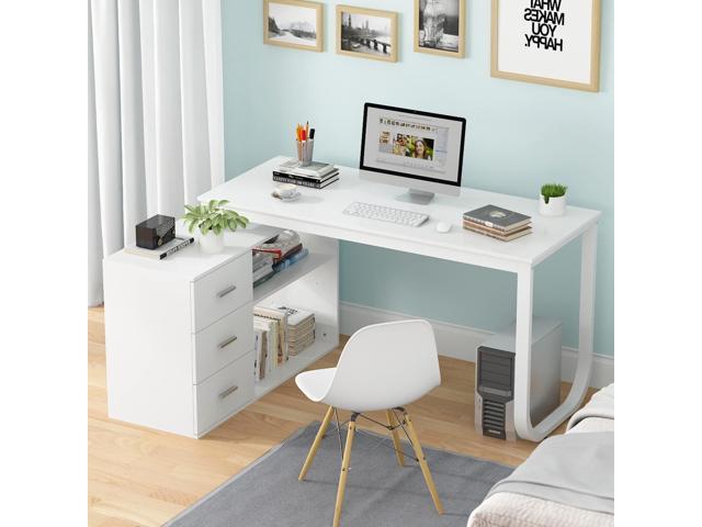 Bestier Computer Office Desk w/ Steel Frame, Mobile Phone and Tablet Stand,  Headphone Hook, Adjustable Feet, & Storage Bag, Gray, 39 inch