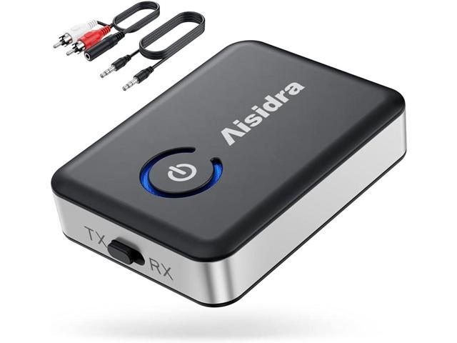 Aisidra Bluetooth Transmitter Receiver V5.0 Bluetooth Adapter for Audio, 2-in-1 Bluetooth Aux Adapter for TV/Car/PC/MP3 Player/Home Theater/Switch, Lo