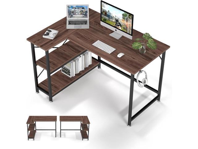 X-cosrack 88.5inch Large L-Shaped Computer Desk with Storage Shelves  Drawer, Home Office Writing Corner Desk, 2 Person Long Desk PC Laptop  Workstation