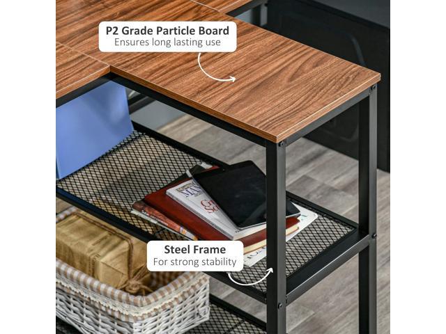 HOMCOM 83'' Two Person Desk with Storage Shelves, Computer Office