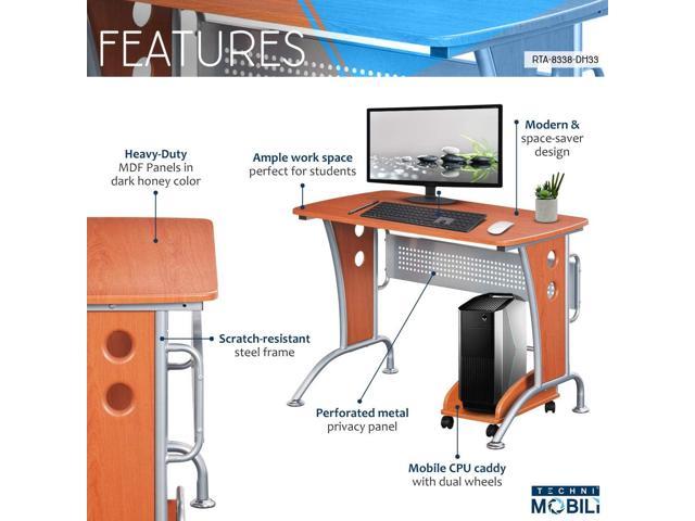 Modern Computer Desk With Mobile CPU Caddy