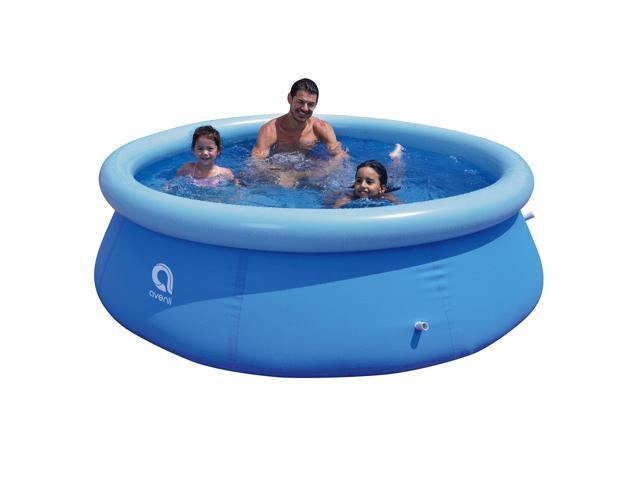 Inflatable Top Ring Swimming Pools Outdoor Ground Set Round Swimming Pool for Kids or Adults Garden Lawn Blue (8 ft X 30 in)