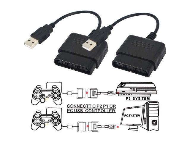 2 Pack Controller Adapter for PlayStation 2 to USB for Sony PlayStation 3 and PC Converter Cable Use with DualShock 2 PS2 Wired Controllers