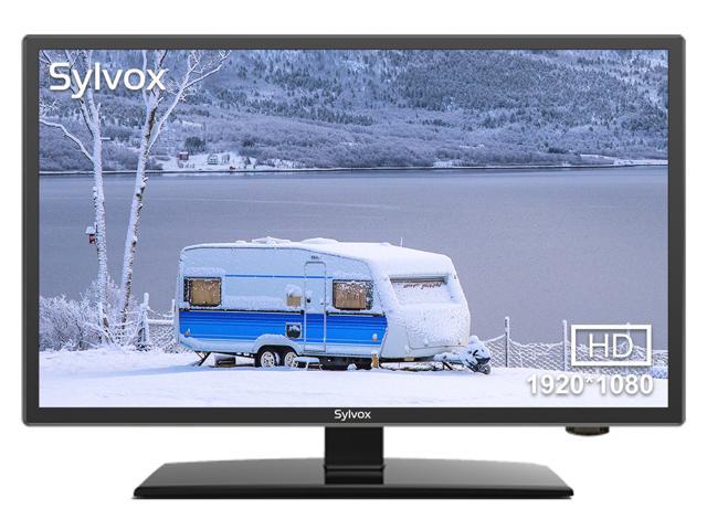 Sylvox 24inch RV TV, 1080p, Built-in DVD Player Speaker FM Radio, 12 Volt LED TV for with HDMI/USB/AV/VGA Input, Suitable for Motorhome, RV, Caravan and Boat