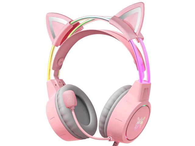 NEWSTYP Gamers Headset Cute Cat Ear Headphones With Microphone Gaming ...