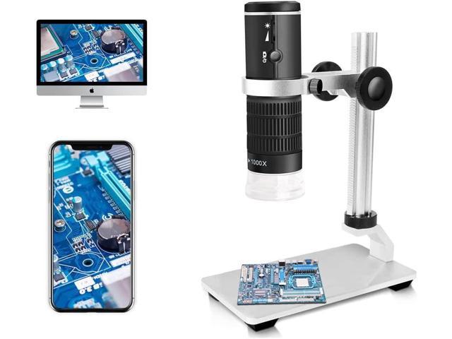 WiFi USB Digital Microscope HD 1080P Resolution 50 to 1000x Wireless Magnification Endoscope 8 LED Mini Camera with Updated Stand Portable Case Compatible with iPhone iPad Android Mac Windows