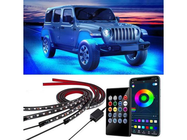 36 & 48 Strips Sound Activated Bluetooth APP Control Clear Cover SOCAL-LED 4x Car LED Strip Lights RGB 8 Color LED Underglow Kit Underbody Accent Light 
