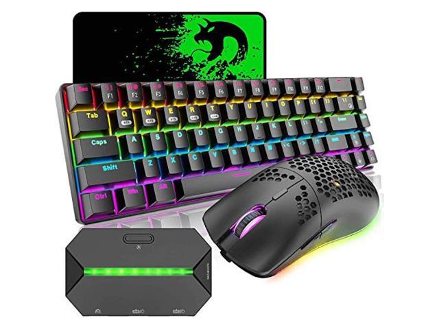Gaming Keyboard with Mouse Converter Bluetooth 2.4GH Wireless Type-c Wired Connection Mechanical Keyboard 2.4GH Wireless Mouse Mouse Pad / Compatible - Newegg.com
