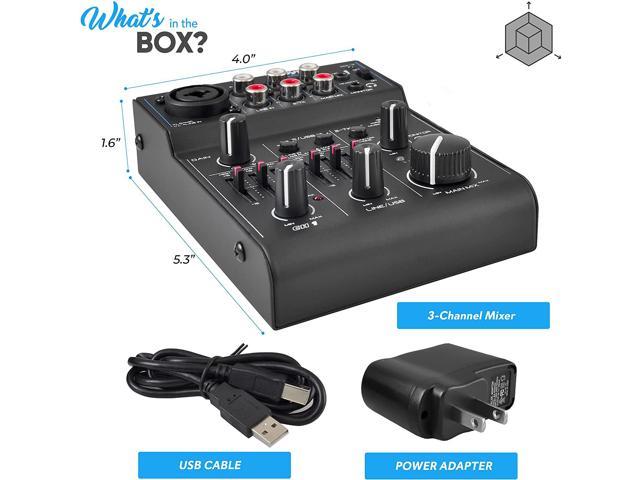  Pyle 5 Channel Audio Mixer - DJ Sound Controller Interface with  USB Soundcard for PC Recording, XLR 3.5mm Microphone Jack, 18V Power, RCA  Input and Output for Professional and Beginners -PAD20MXU 