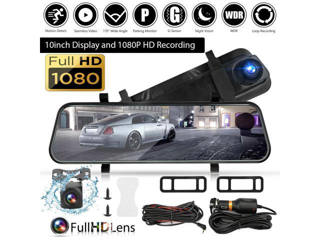 10'' HD 1080P Car Rearview Mirror DVR Camera Dual Lens Video Recorder Dash Cam 