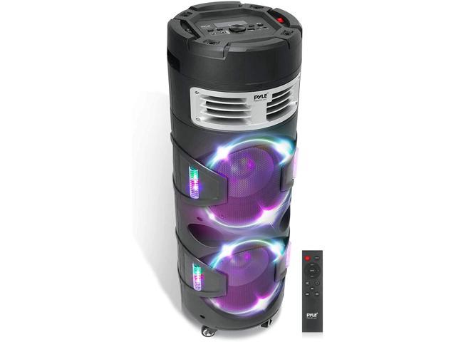 Pyle Portable Bluetooth PA Speaker System 1200W Outdoor Bluetooth Speaker  Portable PA System w/TWS Function, Microphone in, Flashing DJ Party Lights,  USB Reader, FM Radio, Rolling Wheels
