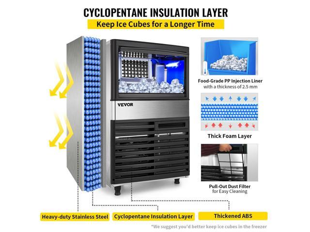 Commercial Ice Maker 335W Stainless Steel Ice Cube Maker Machine 132 lb Ice  Making Machine