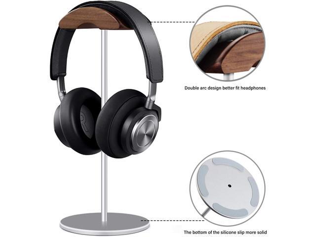Headphone Stand, Walnut Wood & Aluminum Headset Stand, Nature
