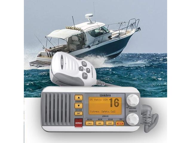 Uniden UM435BK Advanced Fixed Mount VHF Marine Radio, All  USA/International/Canadian Marine Channels including new 4-Digit, CDN “B”  Channels, 1