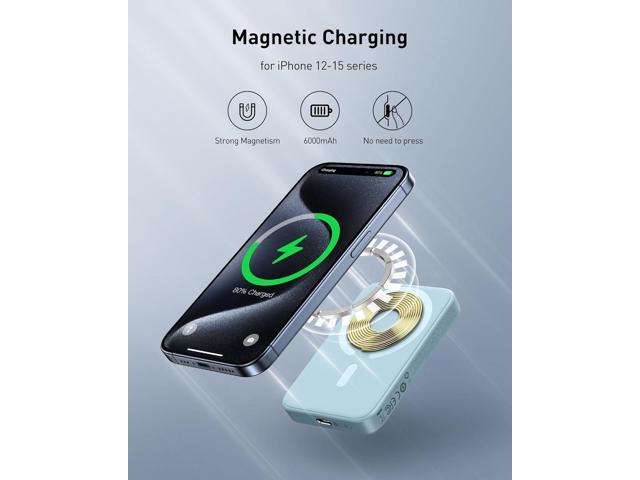  Baseus Battery Pack for Magsafe, 5000mAh Wireless Portable  Charger PD 20W Fast Charging with Stand and USB-C (on The Side), Magnetic Power  Bank for iPhone 15/14/13/12 Pro/Pro Max/Plus/Mini (Black) : Cell