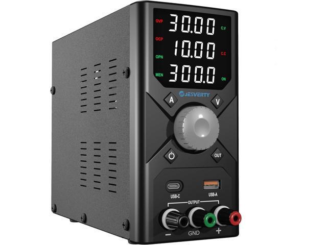 WANPTEK Adjustable DC Bench Power Supply 0-30V 0-10A With USB/Type-C QC, OCP, & Encoder Knobs