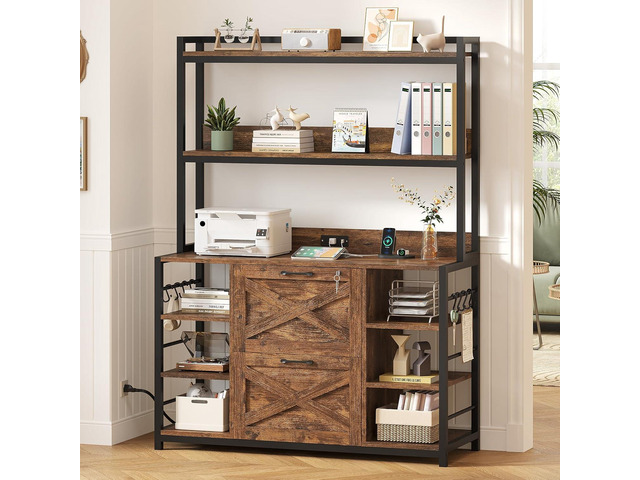 Cladding Filing Station File Cabinet with Charging Station, Vertical Filing Cabinet with Lock ...