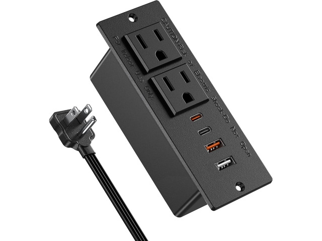 Recessed Power Strip with 30W USB C,Ultra Thin Flat Plug Power Strip,2 ...