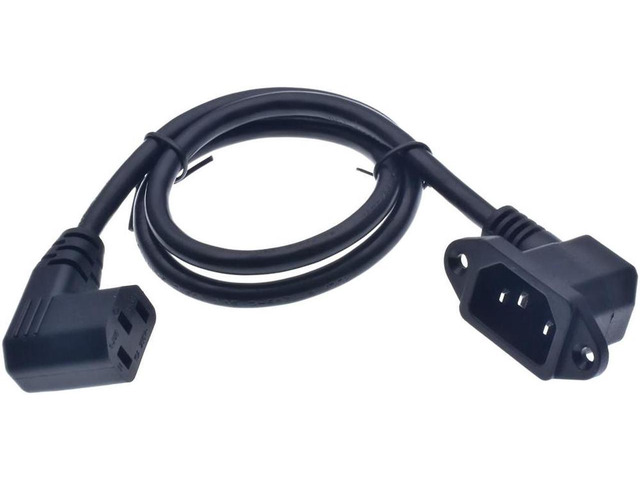 IEC320 C14 to C13 Extension cord,Right Angled C14 with screw holes and ...