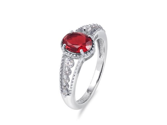 2.34 Carat Amethyst and Created Ruby .925 Sterling Silver Ring