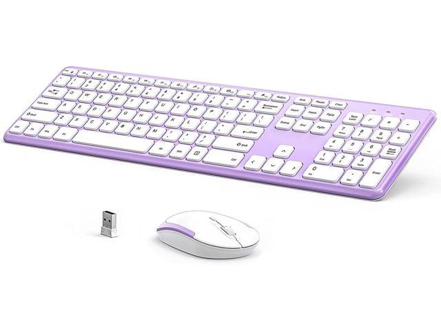 purple wireless keyboard and mouse set