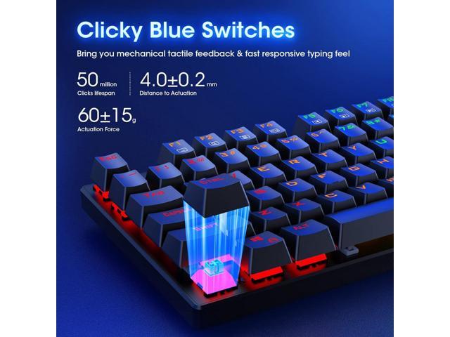 Mechanical Gaming Keyboard,RGB 104 Keys Ultra-Slim Rainbow LED