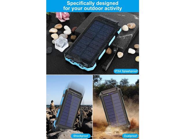 Power-Bank-Portable-Solar-Charger-30000mAh Battery Pack with Emergency LED  Flashlight & 2x2.1A USB-A Output Ports Compatible with iPhone 14/13 Series,  Samsung, and More, Perfect for Hiking, Camping 