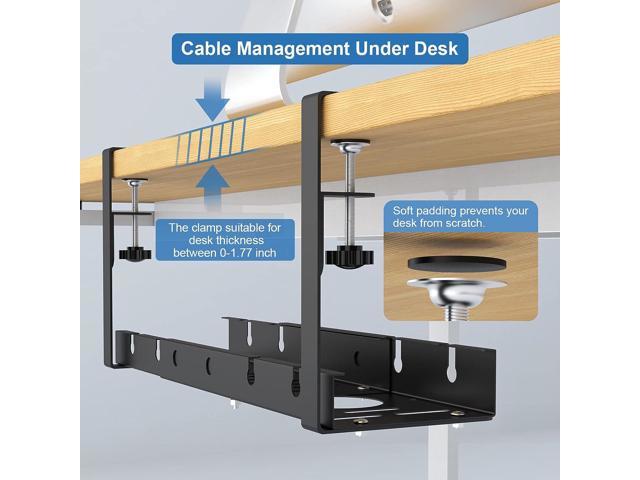  Under Desk Cable Management Tray, Adjustable 11.2 into 21.8  No Drill Wire Organizer, Cord Management with Cable Holder Ties for Office  Home Desk Cable Hider : Electronics