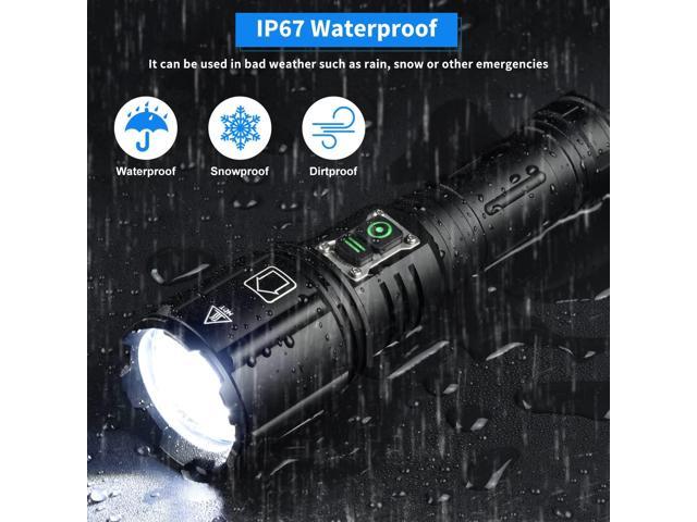 Gehavin Rechargeable High Power LED Flashlight 500000 High Lumens, Super  Bright XHP160 Flashlights with 6 Modes, Waterproof, Zoomable, Fast