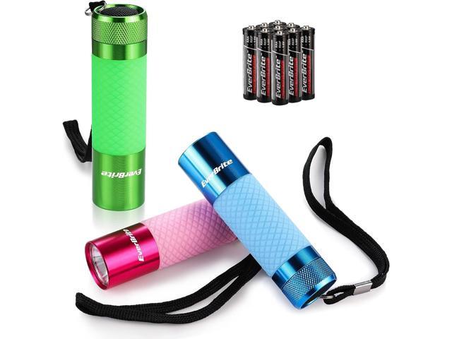 3-Pack Mini LED Flashlights Glow in Dark Flashlights Aluminum Flashlights  Party Favors Assorted Colors for Camping Hiking Indoor 9AAA Batteries  Included 