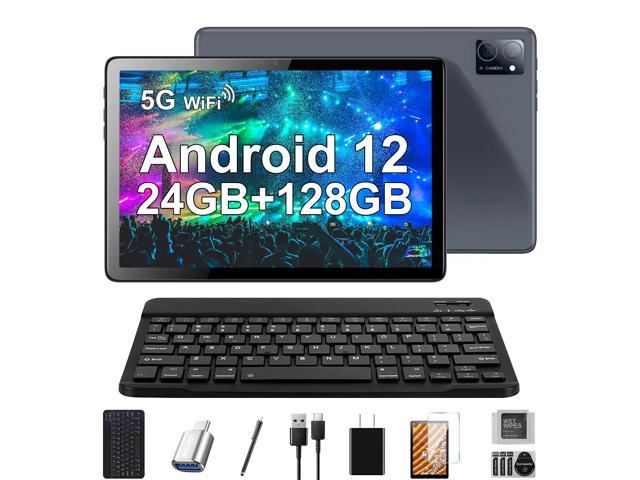JIMTAB Android Tablets Octa Core 8 Threads High Performance 10 inch Android Tablet, 24GB RAM 128GB ROM 3 in 1 Business Game Teaching Tablet Include Bluetooth Keyboard, Stylus, USB C Adapter, GPS, WiFi