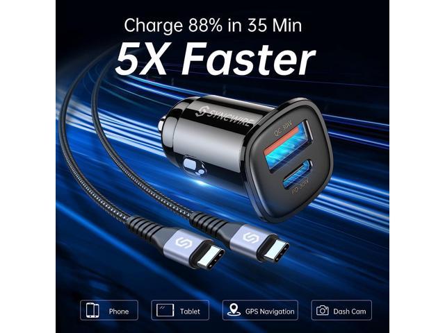 Syncwire USB C Car Charger 60W [PD 30W & QC 30W] Car Charger Fast