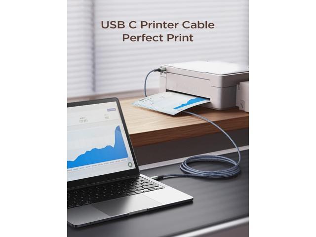 AINOPE USB C Printer Cable 6.6 FT USB B to USB C Printer Cable
