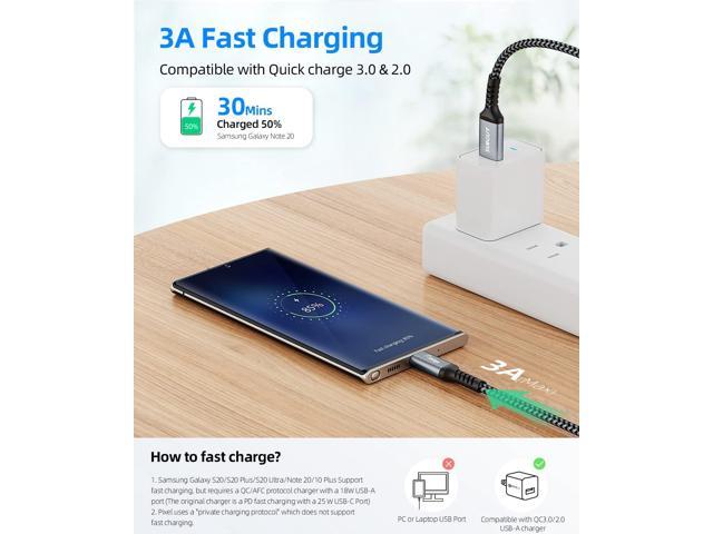 SUNGUY 10Gbps Android Auto USB C Cable, 1.5FT 3A USB 3.1 Gen 2 Fast Charging  & Data Transfer USB C to USB A Cable, Compatible with Samsung T7, Galaxy  S23 S22 S21