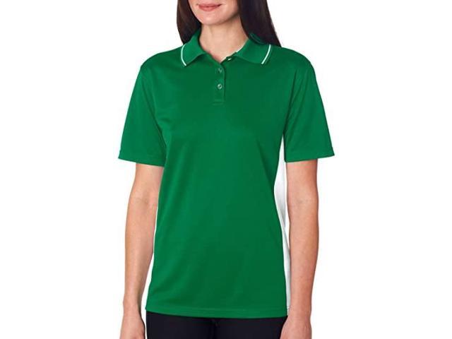 8406L UltraClub Ladies Cool Dry Sport Two-Tone Polo Kelly Green/White ...