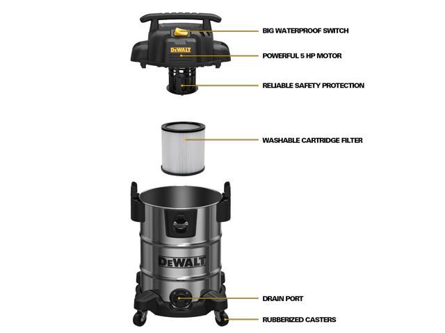 DeWalt Wet Dry Vacuum, 8 Gallon 4HP, Stainless Steel Tank Wet/Dry/Blow ...