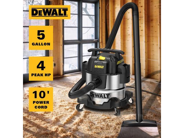 DEWALT 5 Gallon Stainless Steel Wet Dry Vacuum Cleaner, 4 Peak HP ...