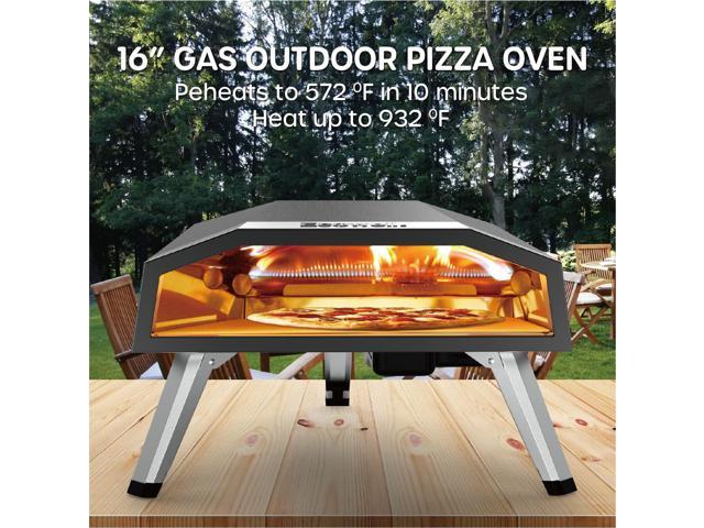 Ecowell EPO12L Outdoor Wood Fired-12 Outside, Pellet Oven with Pizza  Stone/Peel/Cutter, Infrared Thermometer and Portable Cover, Black