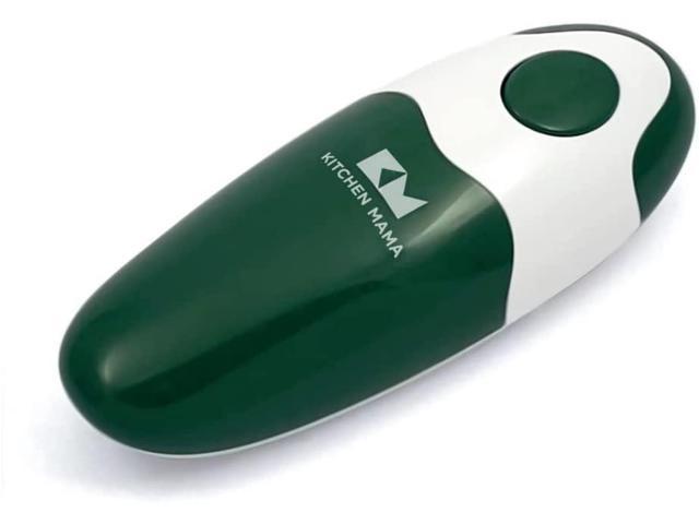 Kitchen Mama Electric Can Opener 2.0: Upgraded Blade Opens Any Can Shape - No Sharp Edge, Food-Safe, Handy with Lid Lift, Battery Operated Handheld Can Opener (Alpine Green)