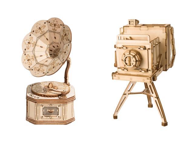 DIY 3D Puzzle 2 Pack - Vintage Camera and Gramophone