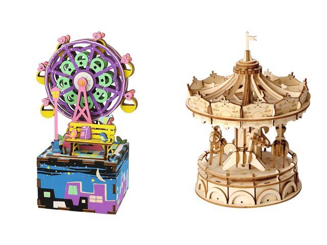 DIY 3D Puzzle 2 Pack - Ferris Wheel Music Box and Merry Go Round