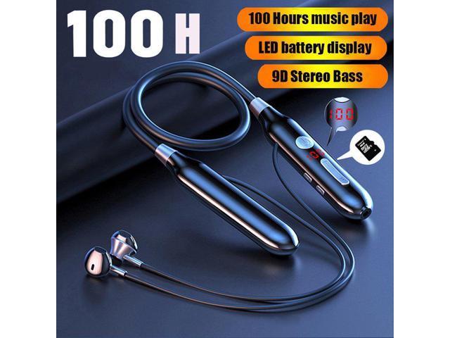 Bluetooth 5.0 Headphone, 100 Hours Resistance, Stereo Bass Wireless Neckband Power Display Earphone