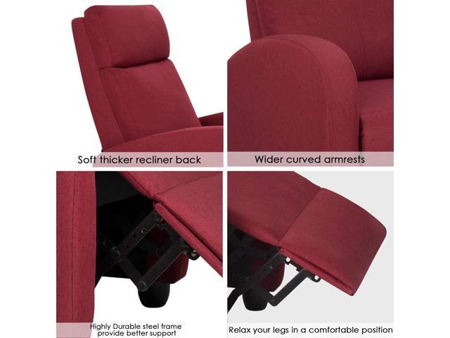 Homall Fabric Recliner Chair Ergonomic Adjustable Home Theater Seat Modern  Single Recliner Sofa with Thick Seat Cushion for Living Room (Red) 