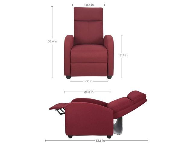 Homall Fabric Recliner Chair Ergonomic Adjustable Home Theater Seat Modern  Single Recliner Sofa with Thick Seat Cushion for Living Room (Red) 