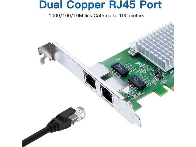 Intel I350-T2 Dual Port Gigabit Ethernet PCI-E Network Card - 2x RJ45 1Gbps Server Adapter