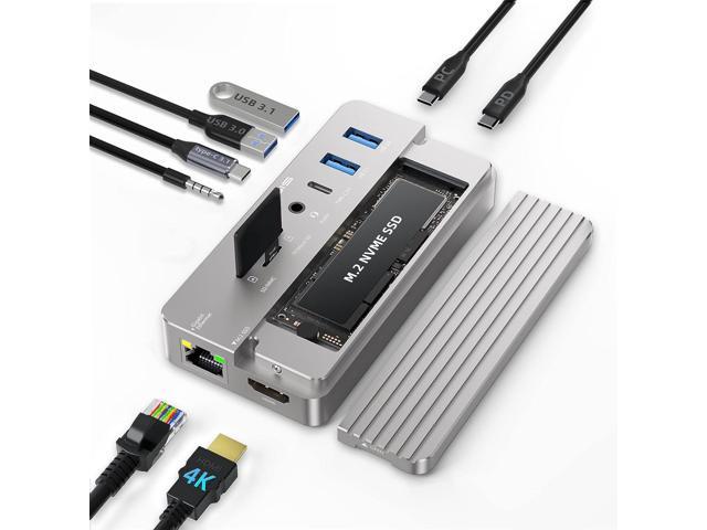 10-in-1 USB C Docking Station and M.2 NVMe SSD Enclosure, Multi-Port USB-C  Hub Adapter with 4K HDMI, USB 3.1 Port, 100 W Power Delivery, USB 3.1