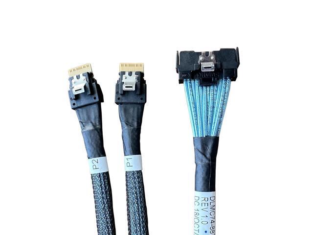 Cable en Y MCIO x8 (SFF-TA-1016) de 74 pines a 2 mini SAS SFF-8087 de