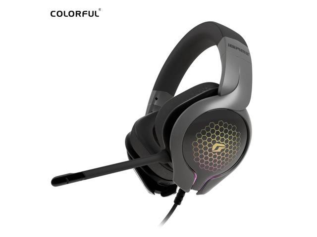 Colorful iGame DNA Gaming Headset, USB Gaming Headphones Stereo 7.1 Surround Sound with LED Light, Bass Surround, Soft Memory Earmuffs for Computer PC Gamer